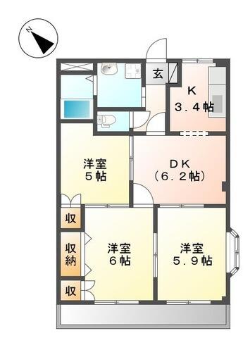 ラベンダーガーデン 101｜愛知県碧南市坂口町３丁目(賃貸アパート3DK・1階・57.75㎡)の写真 その2