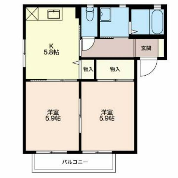 コートアルカディア 201｜新潟県新潟市東区上木戸５丁目(賃貸アパート2K・2階・42.80㎡)の写真 その2