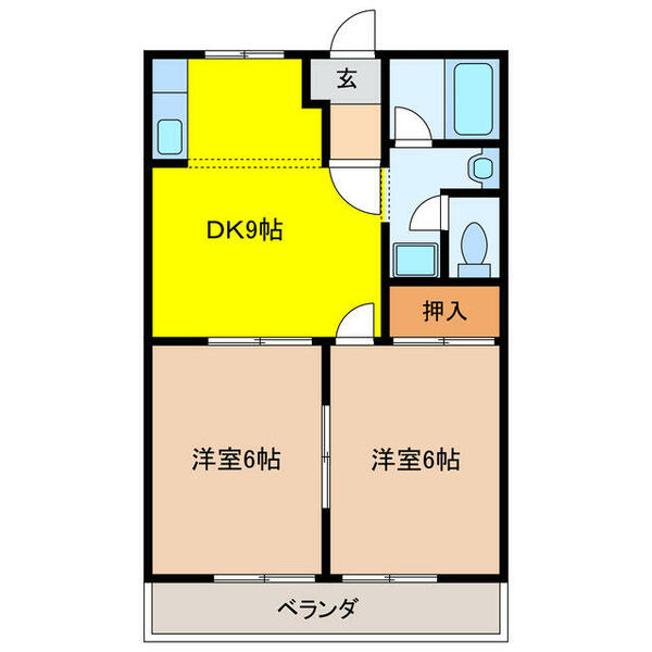 フォートレス２１Ｂ 202｜岐阜県安八郡神戸町大字神戸(賃貸アパート2DK・2階・44.88㎡)の写真 その2