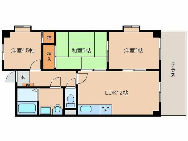 奈良県橿原市木原町(賃貸マンション3LDK・1階・69.85㎡)の写真 その2