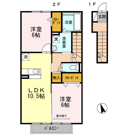 ロジュマン　Ｂ棟 202｜愛知県半田市出口町２丁目(賃貸アパート2LDK・2階・60.30㎡)の写真 その2