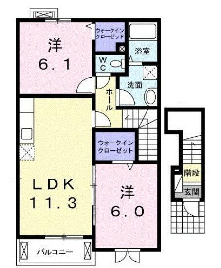 広島県呉市川尻町久筋１丁目(賃貸アパート2LDK・2階・57.63㎡)の写真 その2