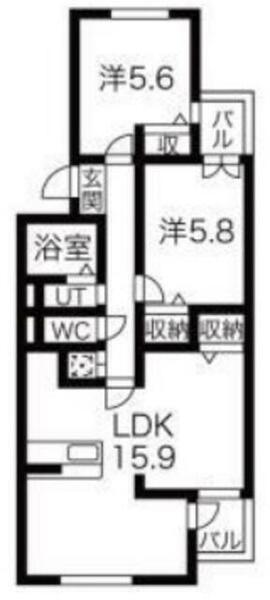 パークグレイスＡ 407｜千葉県浦安市猫実１丁目(賃貸マンション2LDK・4階・60.89㎡)の写真 その2