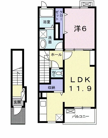 コンフォール・御山 202｜福島県福島市御山字田中(賃貸アパート1LDK・2階・48.65㎡)の写真 その2