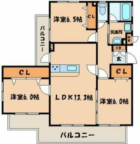 福岡県北九州市小倉南区上石田１丁目（マンション）の賃貸物件の間取り