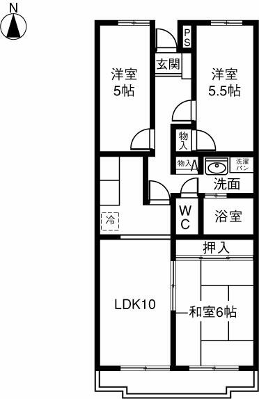 クレール壱番館 406｜愛知県小牧市大字東田中(賃貸マンション3LDK・4階・55.27㎡)の写真 その2