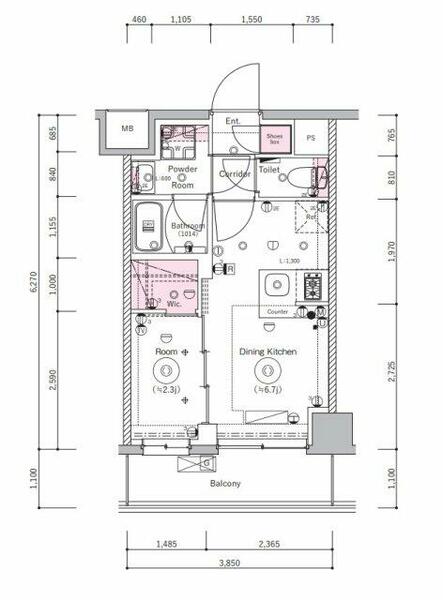 ＳＹＦＯＲＭＥ　ＭＯＴＯＭＡＣＨＩ－ＣＨＵＫＡＧＡＩ 206｜神奈川県横浜市中区新山下２丁目(賃貸マンション1DK・2階・24.13㎡)の写真 その2