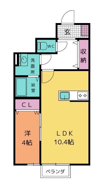 クラス旭ヶ丘 102｜宮城県仙台市泉区南光台２丁目(賃貸アパート1LDK・1階・36.86㎡)の写真 その2