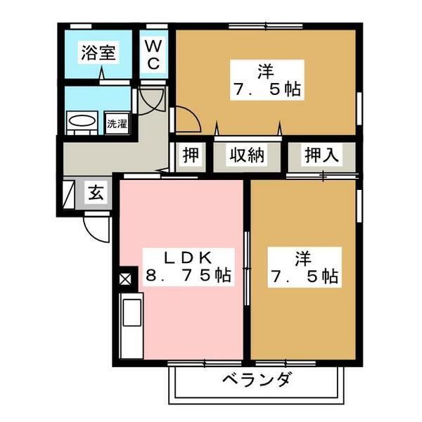 ロイヤル・ウイング　Ａ棟 101｜長野県長野市稲田４丁目(賃貸アパート2DK・1階・55.44㎡)の写真 その2