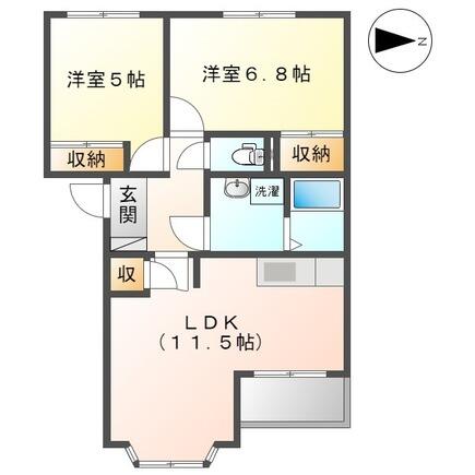 サンコート本郷 202｜愛知県一宮市瀬部字清水(賃貸アパート2LDK・2階・53.75㎡)の写真 その2