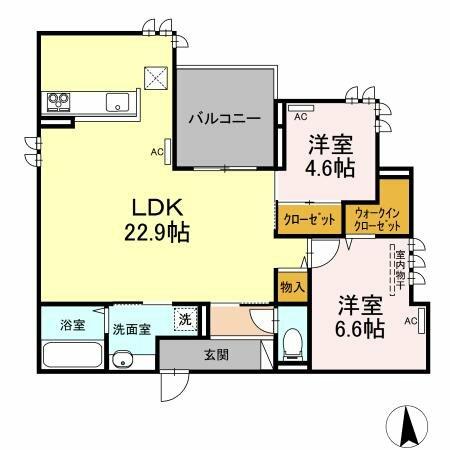 エグレットテラス｜徳島県徳島市住吉５丁目(賃貸アパート2LDK・1階・74.90㎡)の写真 その2