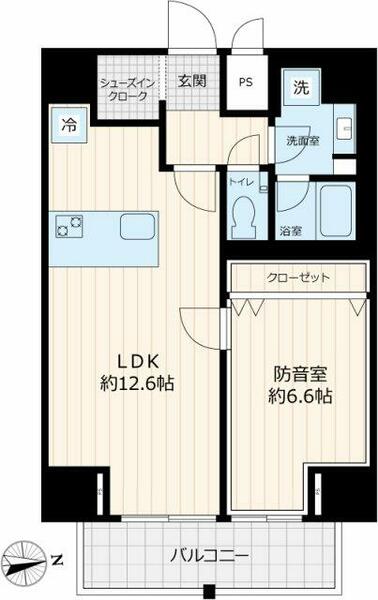 「防音マンション」ＡＺ　Ｍｕｓｉｃ　上野 301｜東京都台東区東上野５丁目(賃貸マンション1LDK・3階・46.54㎡)の写真 その2