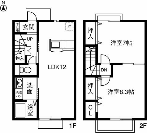 [テラスハウス] 愛知県一宮市北方町北方 の賃貸【愛知県 / 一宮市】102の間取り