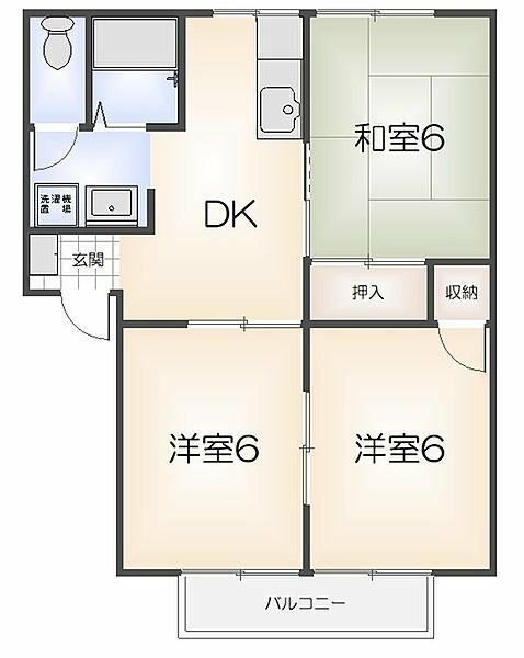 フレグランス新栄 201｜徳島県徳島市新浜本町３丁目(賃貸アパート3DK・2階・50.30㎡)の写真 その2