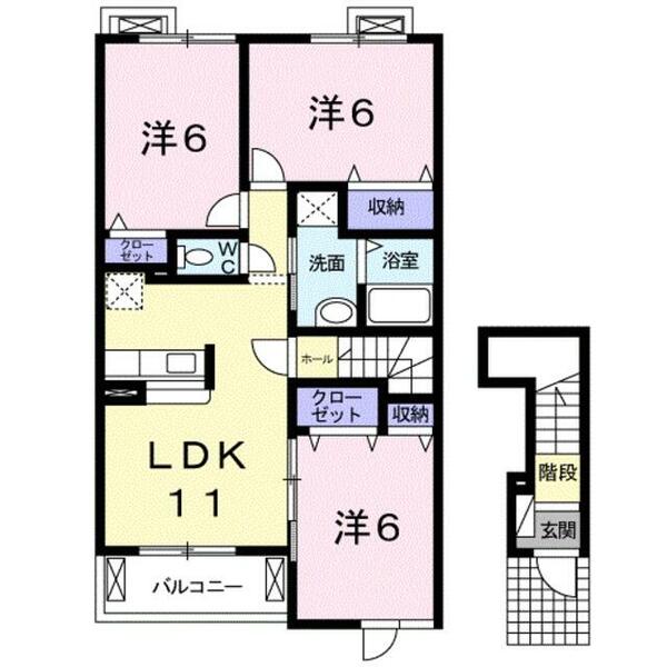 イリーデ　Ｂ｜奈良県香芝市北今市２丁目(賃貸アパート3LDK・2階・68.03㎡)の写真 その2