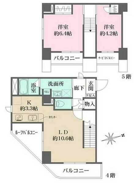 エトワールフルール 402｜東京都新宿区北新宿４丁目(賃貸マンション2LDK・4階・60.41㎡)の写真 その2