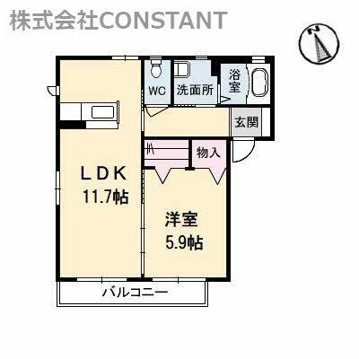 クラヴィエ南昭和　Ｃ棟 206｜徳島県徳島市南昭和町７丁目(賃貸アパート1LDK・2階・43.01㎡)の写真 その2