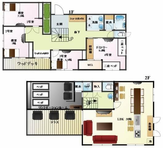 ＳＨＡＲＥ　ＨＯＵＳＥ　Ａｎｇｋａｓａ 1｜山梨県甲府市桜井町(賃貸一戸建1LDK・--・176.63㎡)の写真 その2