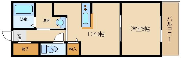 サウスキャッスル 103｜兵庫県姫路市飾磨区城南町２丁目(賃貸アパート1DK・1階・34.00㎡)の写真 その2