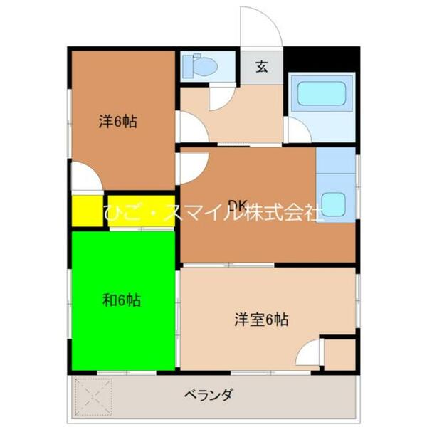 外山アパート 202｜熊本県熊本市東区帯山７丁目(賃貸アパート3DK・2階・46.28㎡)の写真 その2