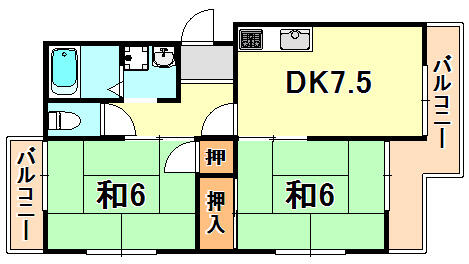 ハビテ舞子 303｜兵庫県神戸市垂水区西舞子１丁目(賃貸マンション2DK・3階・46.00㎡)の写真 その2