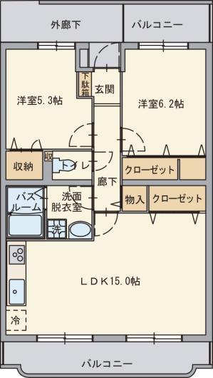 フォンテーヌ並木ＩＩ 203｜静岡県御殿場市萩原(賃貸マンション2LDK・2階・62.81㎡)の写真 その2