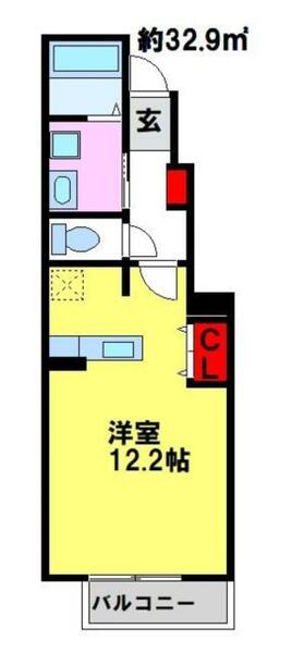 マグルピナス B102｜福岡県小郡市三沢(賃貸アパート1K・1階・32.90㎡)の写真 その2