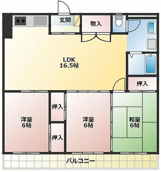 リゾートハイツ山本 102｜愛知県豊橋市浪ノ上町(賃貸マンション3LDK・1階・72.90㎡)の写真 その2