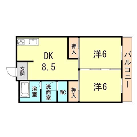 グリーンヒル舞子 A301｜兵庫県神戸市垂水区東舞子町(賃貸マンション2DK・3階・38.00㎡)の写真 その2