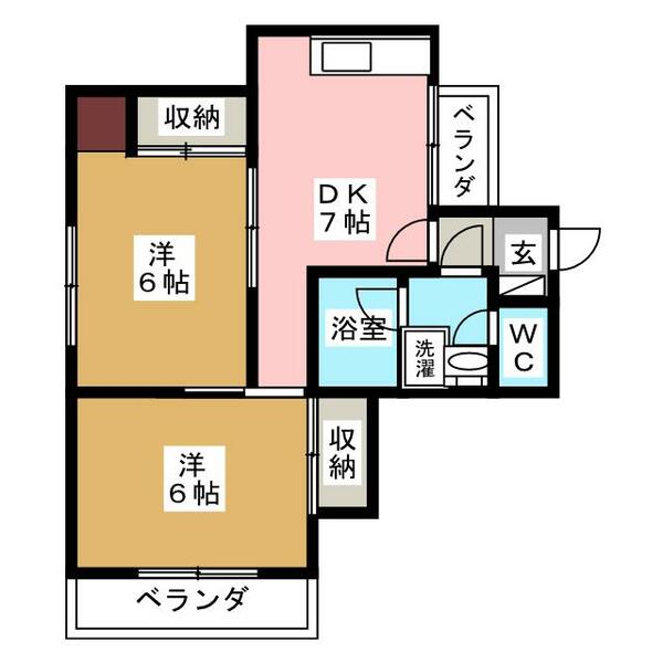 ハイツウィング金子 3-B｜長野県長野市平林２丁目(賃貸マンション2DK・3階・42.93㎡)の写真 その2