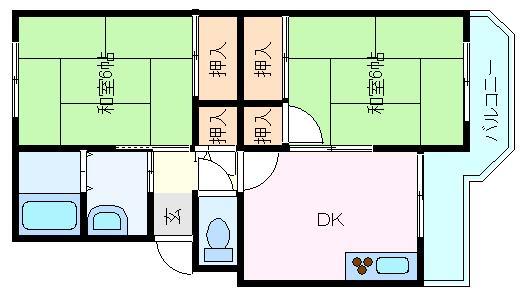 兵庫県神戸市西区王塚台６丁目(賃貸マンション2DK・2階・46.61㎡)の写真 その2