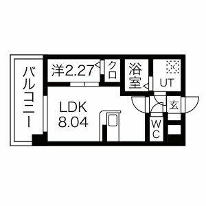 パグーロ西新南 803｜福岡県福岡市城南区荒江１丁目(賃貸マンション1LDK・8階・27.09㎡)の写真 その2