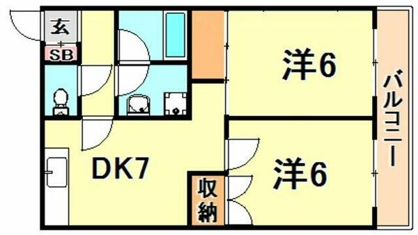 兵庫県神戸市東灘区御影中町１丁目(賃貸マンション2DK・3階・44.07㎡)の写真 その2