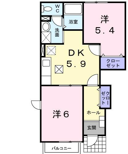 イストワールＩＩ 101｜茨城県常陸太田市中城町(賃貸アパート2DK・1階・42.77㎡)の写真 その2
