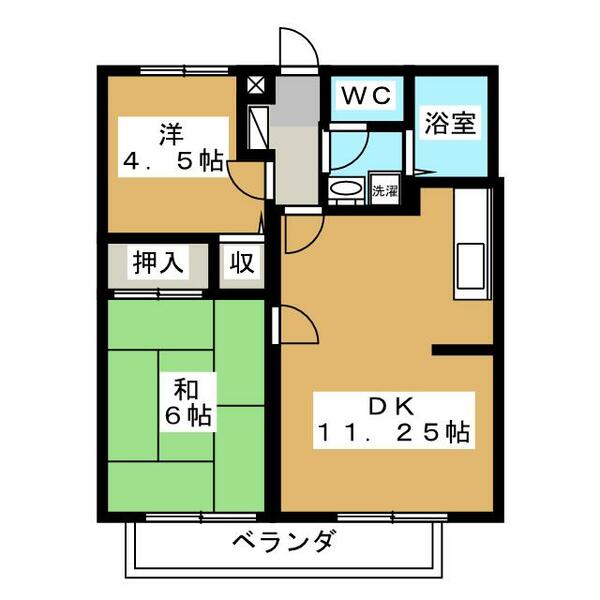 タウンハイツＡ 202｜東京都昭島市緑町２丁目(賃貸アパート2DK・2階・47.54㎡)の写真 その2