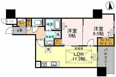 ＩＢＣ　Ｒｅｓｉｄｅｎｃｅ　Ｗｅｓｔ 1005｜大阪府大阪市中央区北久宝寺町４丁目(賃貸マンション2LDK・10階・54.69㎡)の写真 その2