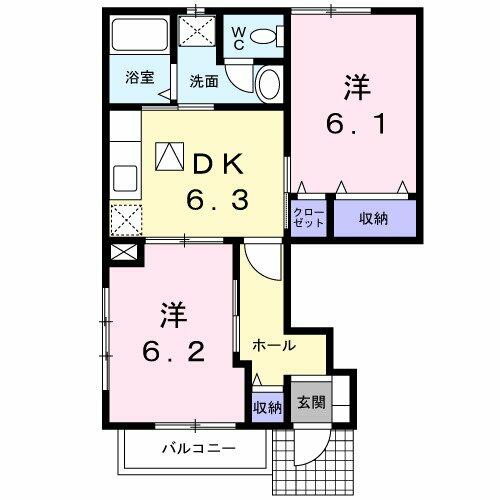 和歌山県和歌山市善明寺(賃貸アパート2DK・1階・46.92㎡)の写真 その2