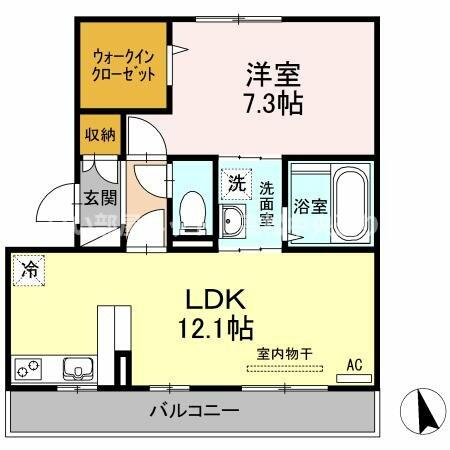 ハイツ田中Ⅲ 303｜香川県高松市三条町(賃貸アパート1LDK・3階・47.36㎡)の写真 その2