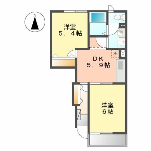 愛知県北名古屋市鹿田花の木(賃貸アパート2DK・1階・42.77㎡)の写真 その2