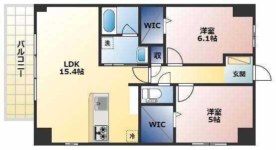 レニター小倉サンライズビュー 801｜福岡県北九州市小倉南区沼緑町１丁目(賃貸マンション2LDK・8階・58.20㎡)の写真 その2