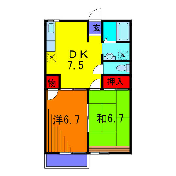 メイプルＹ｜東京都葛飾区お花茶屋３丁目(賃貸アパート2DK・1階・40.00㎡)の写真 その2