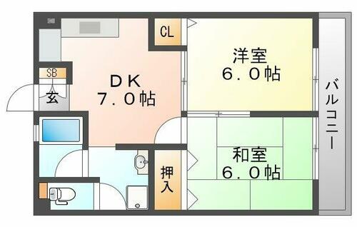 大阪府大阪市東淀川区西淡路５丁目（マンション）の賃貸物件の間取り