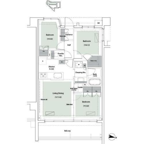 同じ建物の物件間取り写真 - ID:214057996328