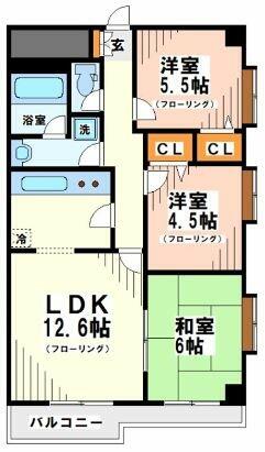 東京都世田谷区千歳台４丁目(賃貸マンション3LDK・4階・65.81㎡)の写真 その2