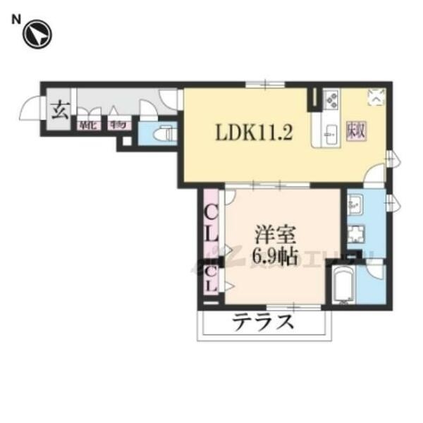 滋賀県大津市一里山４丁目(賃貸アパート1LDK・1階・46.21㎡)の写真 その2