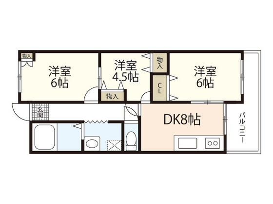 熊野第一コーポ｜広島県安芸郡熊野町中溝５丁目(賃貸マンション3LDK・2階・62.53㎡)の写真 その2