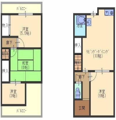 大阪府堺市北区百舌鳥梅町３丁（一戸建）の賃貸物件の間取り