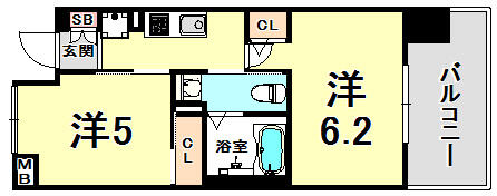 エステムプラザ神戸西Ｖミラージュ｜兵庫県神戸市兵庫区西宮内町(賃貸マンション2K・5階・30.58㎡)の写真 その2