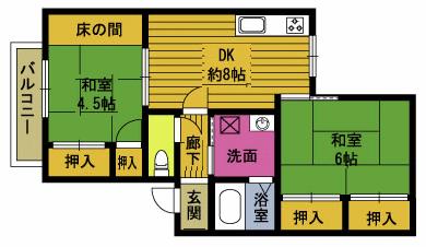 フローレンス森 101｜大分県速見郡日出町大字豊岡(賃貸アパート2DK・1階・48.24㎡)の写真 その2