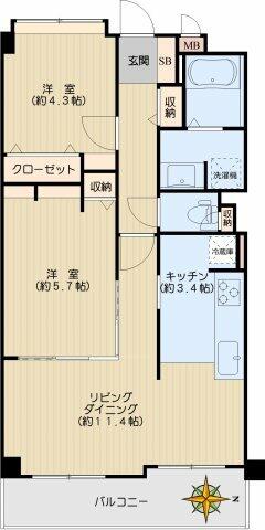 リブモール小石川｜東京都文京区小石川２丁目(賃貸マンション2LDK・7階・56.47㎡)の写真 その2